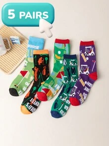 5 Pairs Men's Tall Golf Elegant Series Socks
