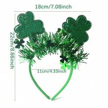 1件圣帕特里克节爱尔兰头箍，三叶草亮片+绿色帽子元素节日头饰，派对氛围装饰头箍，爱尔兰节日主题服装配饰 - 彩色 - 查看 14