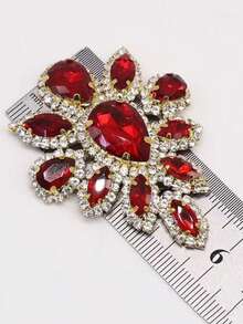 A 45*59mm Golden Crystal AB Glass Rhinestone Applique, Sewn Onto A Flat-Back Claw And Set With Diamonds. Suitable For Use In Wedding Dresses, Shoes, And Crafts. - Gold AB Stones - View 8