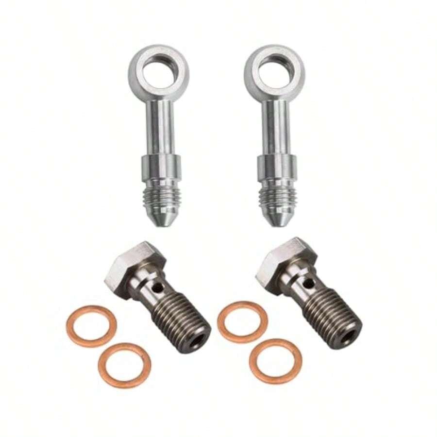 Odwmwhuh AC PERFORMANCE Stainless Steel Straight -3 AN Male To Banjo Eye Hole Diameter 10.2mm Brake Banjo Fitting With Bolt - As Pic - View 1