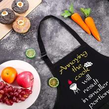 ZOORON Funny Black Chef Aprons for Men Adjustable BBQ Grill Kitchen Cooking Aprons with Pockets Grill Accessories - Molestaralcocineroresultarenporcionesmspequeas - Ver 2