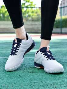 Men & Women Badminton Shoes, Lace-Up, Carbon Board Rubber Sole, Ultra-Light, Breathable, Anti-Slip, Wear-Resistant, Professional Badminton Match & Training Shoes - Blue and White - View 3