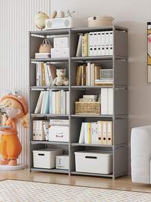 1件装简易防尘学生书架，出租房储物柜，学生宿舍落地式储物衣柜，简易双排多功能储物衣架，卧室落地式储物架 - 彩色 - 查看 5