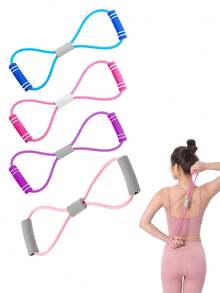 1pc TPE Material 8-Shaped Yoga Pilates Accessory, Multi-Color Options, Fitness Resistance Band With Elastic, Chest Expander, Foam Handles, For Gym Training, Home Fitness, Outdoor Sports, Yoga, Gift, Souvenir - Multicolor - View 3