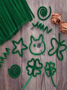 100 szt. zielonych patyczków do czyszczenia łodyg kwiatów, materiały do rękodzieła, patyczki do czyszczenia z szenili, materiały do samodzielnego tworzenia bukietów