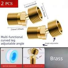 2pcs Adjustable Rotating Shower Valve Elbow, Eccentric Copper Connector With Leak-Proof Gasket And Diameter Adapter, Suitable For Bathroom Faucet Pipes - Multicolor - View 8