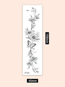 2pcs Women's Body Art Temporary Tattoo Stickers, Fashionable Black Sunflower, Flower, Butterfly Patterns. Waterproof Fake Tattoos, Lasts 2-5 Days, Can Be Applied To Hands, Arms, Neck, Shoulders, Chest, Waist, Legs. Perfect For Festivals, Parties, Gifts - Black - View 6