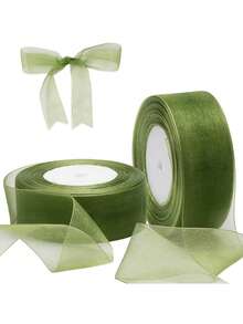 透明雪纺丝带，欧根纱缎带，适用于礼品包装、装饰、圣诞节、婚礼、生日派对、花束、花环、缝纫用品 - 彩色 - 查看 1