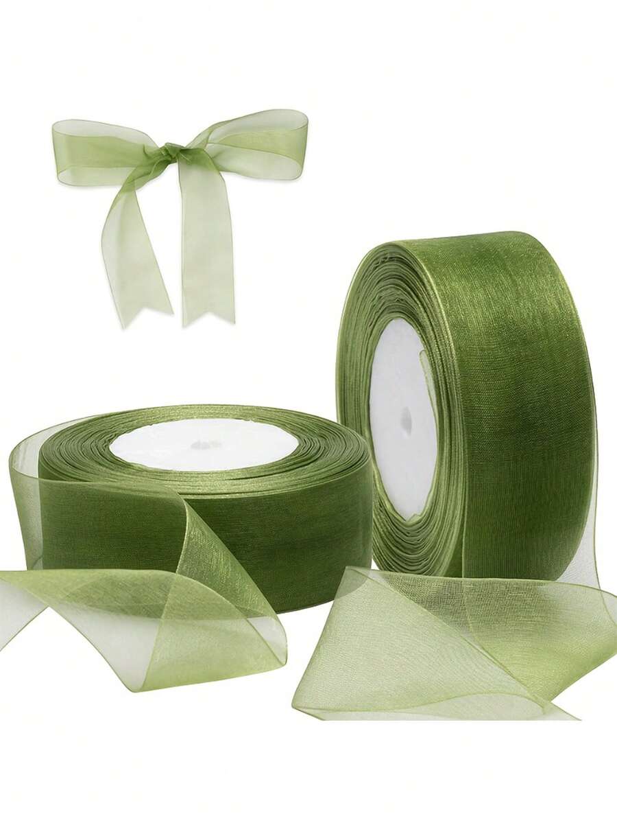 透明雪纺丝带，欧根纱缎带，适用于礼品包装、装饰、圣诞节、婚礼、生日派对、花束、花环、缝纫用品 - 彩色 - 查看 1