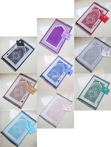 1pc 70cm*110cm Praying Mat, With Rosary And Carrying Bag, Suitable Gift For Ramadan Men And Women, Mubarak Islamic Gift Box, Soft Islamic Prayer Rug Set, For Ramadan, Eid, Hajj, Travel - Multicolor - View 2