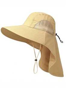 1pc Waterproof Quick Dry Wide Brim Sun Hat, Men's Breathable Hiking Sun Protection Neck Flap Fishing Cap For Summer - Multicolor - View 7