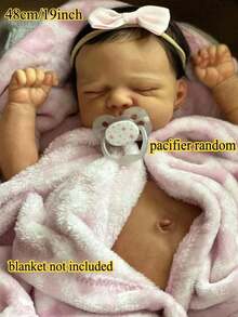 48cm 19inch Full Body Soft Vinyl Reborn Baby Doll with 3D-Paint With Visible Veins Alive Sleeping Girl Dolls Bathe Toy for Kids Birthday Gift - Muñeca con cuerpo de vinilo suave. - Ver 2