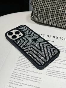 1 Peça Capa de Telefone Pintada com Spray à Prova de Choque com Estrelas Pretas e Prateadas Compatível com iPhone 17 Pro Max - Preto e prata - Visão 6