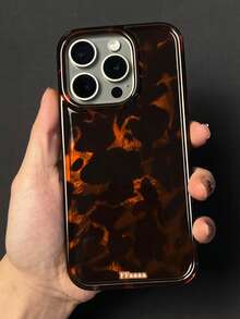 奢华豹纹冰川纹理透明边框手机壳,兼容 17 Pro Max、17 Pro、17、16 Pro Max、12、13、14、16、15 Pro Max、14 Plus、15 Plus、16 Plus、11,不对称水波纹手机壳 - 棕色 - 查看 6