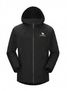 CAMEL CROWN Men's Letter Graphic Raglan Sleeve Drawstring Hoodie - Phantom Black - View 6