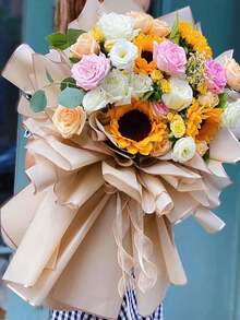 花束包装纸，手工DIY礼品包装纸，适用于情人节、婚礼、周年纪念日、节日鲜花包装，是送给家人、爱人和朋友的最佳礼物 - 彩色 - 查看 11