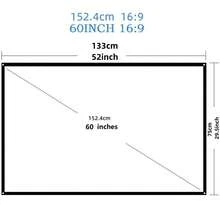 60-Inch Portable Projection Screen, 16:9 Ratio/Double-Sided Foldable Projection Screen, Suitable For Indoor And Outdoor Movies, Comes With Ample Mounting Accessories. - White - View 2