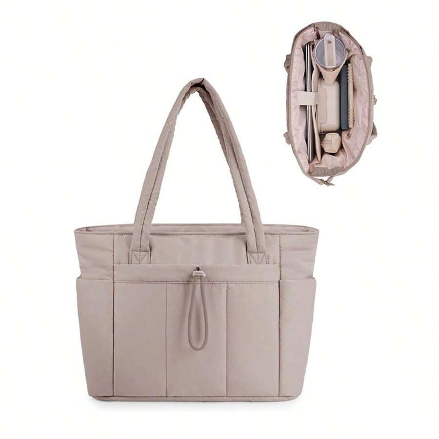 Women's Multi-Functional Laptop Bag With A Cup And Laptop Compartment, Suitable For 13-15 Inch Laptop And Pad, Women's Travel Tote Bag, Trolley Sleeve For Travel, Work, Nurse, Women, Christmas Gift - 黑色 - 查看 1
