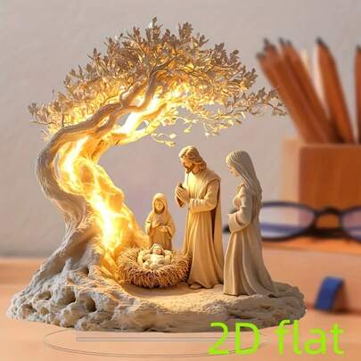 Trang trí bàn làm việc chủ đề Cơ đốc giáo bằng acrylic 2D trang nhã, có đế - Tấm trang trí kiểu cổ điển, phù hợp cho gia đình và văn phòng, lựa chọn quà tặng hoàn hảo.