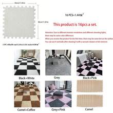 16 piezas Alfombra de piso de parche de unicolor, Almohadilla de espuma mullida para piso del hogar, Adecuada para dormitorio, sala de estar, decoración del alféizar de la ventana, Tamaño personalizable - Multicolor - Ver 2