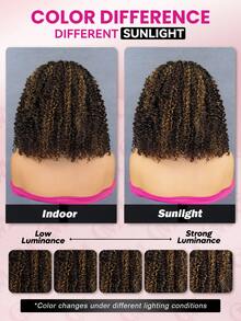 CURLYME Wear & Go 金色挑染渐变卷曲半头假发 3合1抽绳真人发假发 预造型无缝自然发际线 180%密度 14-16英寸波波头 18-26英寸长款 无胶 新手友好 未经加工的处女发 圣诞假发 - S2/30 - 查看 6