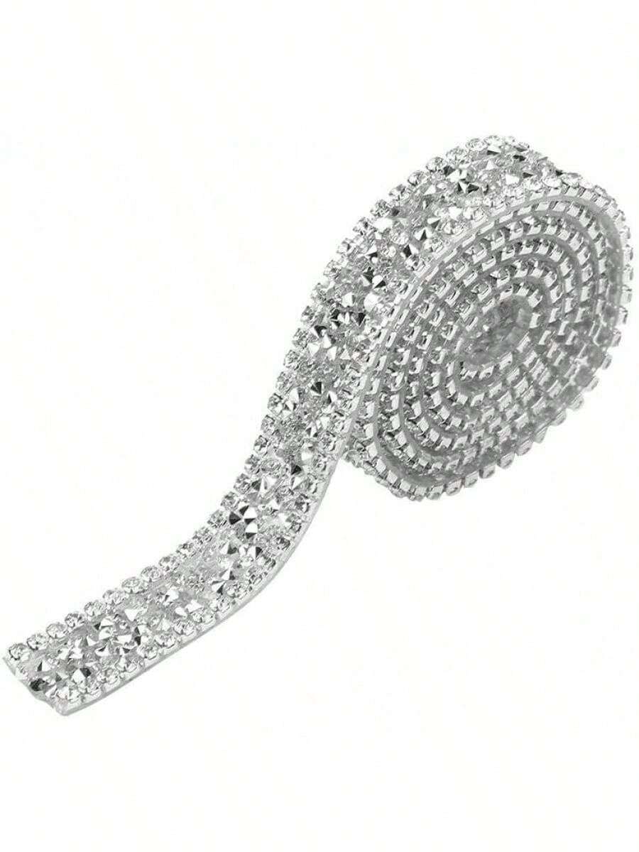 EstiloDiamond Ribbon, Rhinestone Acrílico Diamond Ribbon Sparkle para Accesorios de Ropa Cinturón de Estampación en Caliente Clip para el Cabello Zapato de Decoración(Plata)Versión mejorada - Pago - Ver 1