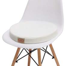 16x2 White Round - Shinnwa Polyester Supper Soft Cushion Round Memory Foam Seat Cushion Short Plush Lumbar Support Pillow Home Office Chair Pad White 41cm - Blanco - Ver 2