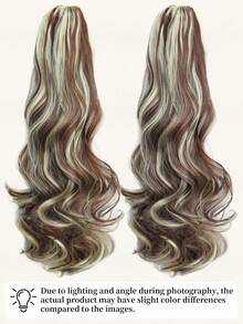 22英寸长波浪形耐热合成马尾假发，爪夹式马尾，适合女性日常佩戴、角色扮演、音乐节、嘉年华、节日及其他场合。 - 彩色 - 查看 7