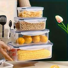 10pcs Food Storage Containers With Lids, Snap Lock Airtight Transparent PP Material Meal Prep Containers, Suitable For Vegetables, Fruits, Pasta, Etc. Stackable And Reusable, Ideal For Organizing Fridge, Pantry And Kitchen - Awaoko Brand - Multicolor - View 3