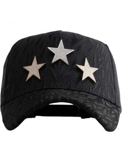Gorra Barbas Hats rockstar x Ct  Negro Ajustable Liso tres estrellas