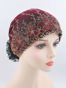 1pc Women's Elegant Lace Mesh Floral Embroidery Adjustable Decorative Headscarf, Versatile For Spring/Summer, Suitable For Hairstyling, Sun Protection, Outdoor, Party, Shopping Hair Sleep Cap - Multicolor - View 21