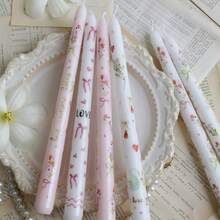 2pcs/Set (1 Box) Long Stem Conical Heart-Shaped Pink Candles, 9.84 Inches, Soy Wax, Smokeless, Wedding Party Decor Atmosphere Taper Candles, Black Heart, Red Heart, Pink Candles, White Candles, Holiday Atmosphere Candles, Valentine's Day Candles, Cute & Fun Candles