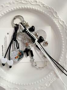 1件创意新款包包挂饰，个性化编织背包吊坠，十字架设计手机挂绳，钥匙链，情人节男女通用礼物 - 白色 - 查看 7