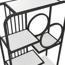 80 X 30 X 180 Cm Metallregal, White Lagerschrank With Doppeltür, Drei Regalböden, Schwarzes Metallregal, High Metallfüße, Rounde Dekoration, White + Black - 黑色 - 查看 9