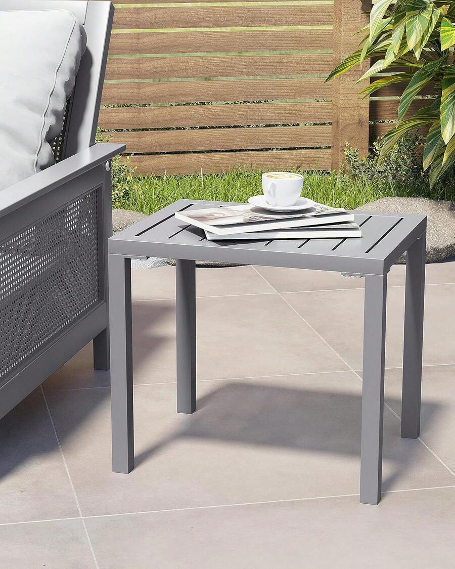 Crestlive Products - Mesa auxiliar rectangular de aluminio, mesa auxiliar para patio, pequeña mesa de centro para exteriores y interiores - Negro - - Ver 1