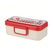 Miniso Snoopy Checkered Series Bento Box - Red & White Plaid Design,Seal Buckle Design Material Daily Commute/Picnic Portable Lunch Container (1 PC) - Multicolor - View 4