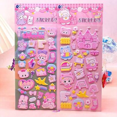 3D Cute Stickers, Exquisite Decorative Stickers, Made Of Sponge And Plastic, Two Styles Available. Can Be Used To Make Sticker Books, Notebooks, Refrigerator Magnets, And Decorate Phone Cases. Also Suitable For Family Gatherings, Birthday Parties, Christmas, And Other Occasions. Recommended As Gifts For Friends And Children.