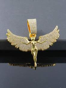 1pc Unisex Fully Rhinestone Angel Pendant Necklace, Fashionable Student Accessory - Angel Pendant Necklace - View 18