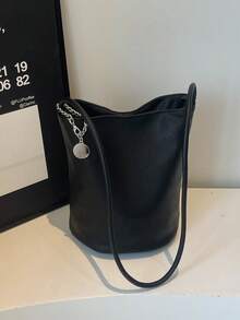 Retro Bucket Handbag For Women, New Fashion Versatile Tote Shoulder Bag, Large Capacity, Stylish Underarm Bag - Black - View 7