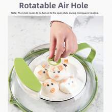 2-In-1 Microwave Steamer And Splash Guard Lid, Transparent Microwave Splash Guard Lid With Handle And Water Storage Container, Microwave Plate Lid, Home Kitchen Gadgets And Accessories (1PC) - 綠色 - 查看 7