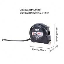 1卷 3/5/7.5/10米 工业级卷尺 | 公制黑色重型碳钢卷尺 - 防断裂结构，非常适合建筑、工程、制造、DIY项目 - 专业卷尺工具、建筑卷尺、建筑测量工具、工程工具，外观坚固，符合人体工程学设计，测量可靠 - 黑色 - 查看 10