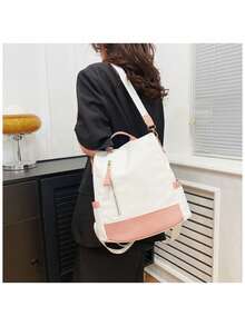 Women's Fashion PU Portable Backpack Bag, Anti-Theft And Waterproof - 淺粉色 - 查看 9