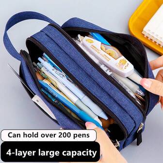 4-Layer Large Capacity Pencil Case, Mega Stationery Box, Portable Marker Pen Organizer Bag