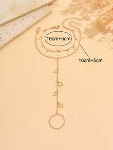 2pcs/Set Star & Moon Tassel Element Finger Chain Set, Fashionable Double-Layer Stackable Bracelet, Handmade Adjustable Length, Suitable For Daily Wear, Dates And Photo Shoots - Multicolor - View 4