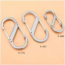 1/4pcs Stainless Steel S Type Carabiner With Lock Mini Keychain Hook Anti-Theft Outdoor Camping Backpack Buckle Key-Lock Tool