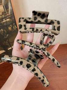 3/1 Pieza Clip de agarre con estampado de leopardo y lunares, de alta gama para mujeres, nuevo tamaño grande, clip de pelo grande, semi recogido, pinza de pelo para mujer, accesorios de moda para el cabello, elegante sujetador de cabello, pinza casual para el cabello - Multicolor - Ver 1