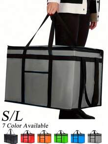 1pc Large Capacity Insulated Delivery Bag, 3-Layer Design, Durable Aluminum Foil Lining, Lightweight & Durable Zipper (Avoid Direct Contact With Food), Keeps Food Warm/Cold For Hours, Soft Cooler Bag