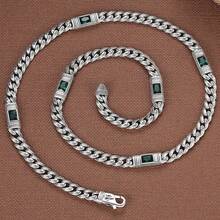 1pc Luxury Arabesque Cubic Zirconia Square Pendant Necklace, Hip Hop American Style Chain, Versatile Fashion Necklace For Valentine's Day