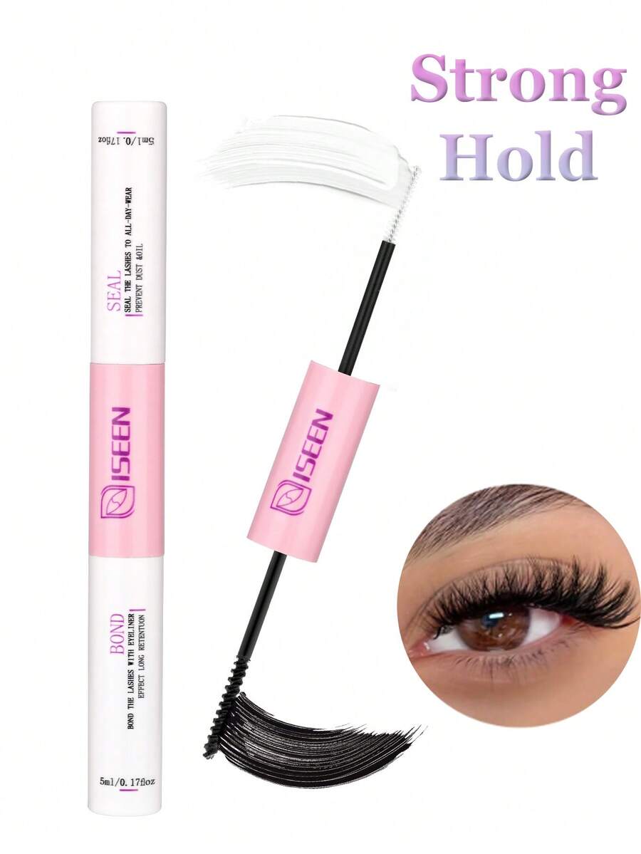 1pc 5ml Eyelash Glue + 5ml Sealant, Strong Eyelash Adhesive, 2-In-1 Eyelash Glue And Sealant, Waterproof & Long-Lasting, Suitable For DIY Eyelash Extension - Black - View 1