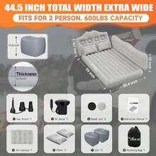Car Air Mattress Bed: Inflatable Back Seat Air Mattress For Car, Thickened Camping Sleeping Pads With 2 Pillows & Air Pumps, Fits Sedan/Truck/SUV, Grey,37105545 - 深灰色 - 查看 5